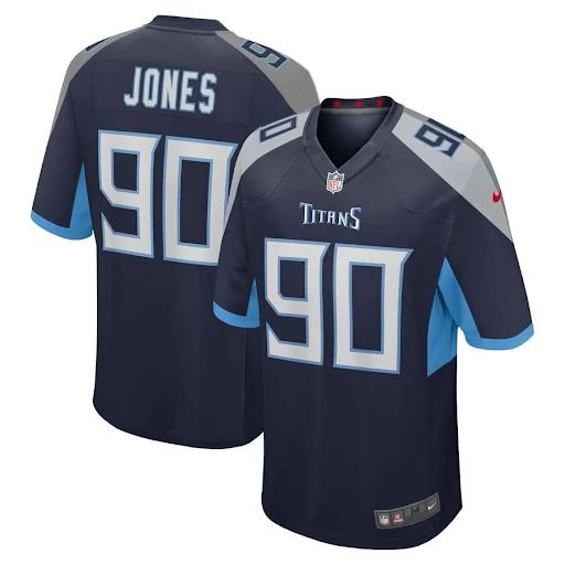 Men Tennessee Titans #90 DaQuan Jones Nike Navy Game NFL Jersey